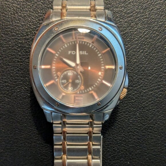 Fossil Arkitekt Watch Men FS-4205 40mm Silver Tone Date - Picture 1 of 3
